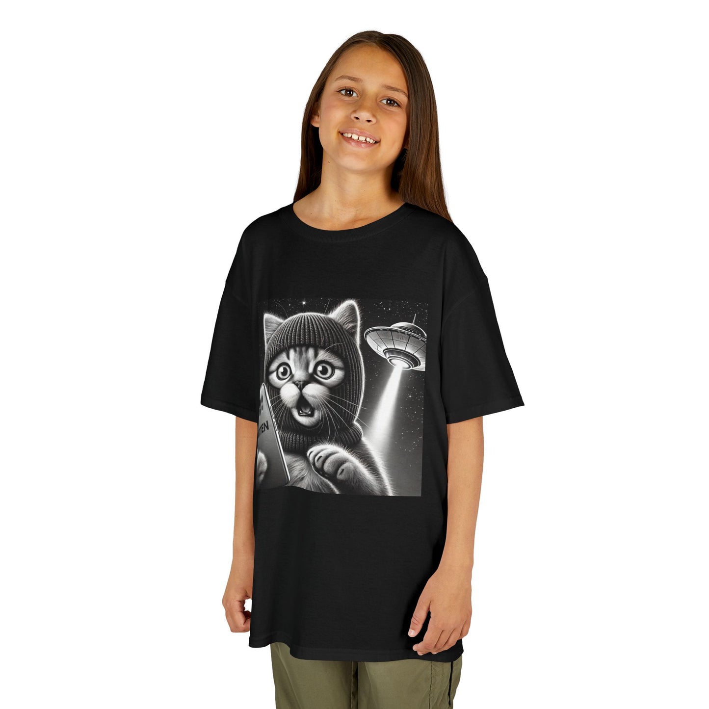 $SKITTEN -- Kids Heavy Cotton™ Tee -- UFO Selfie