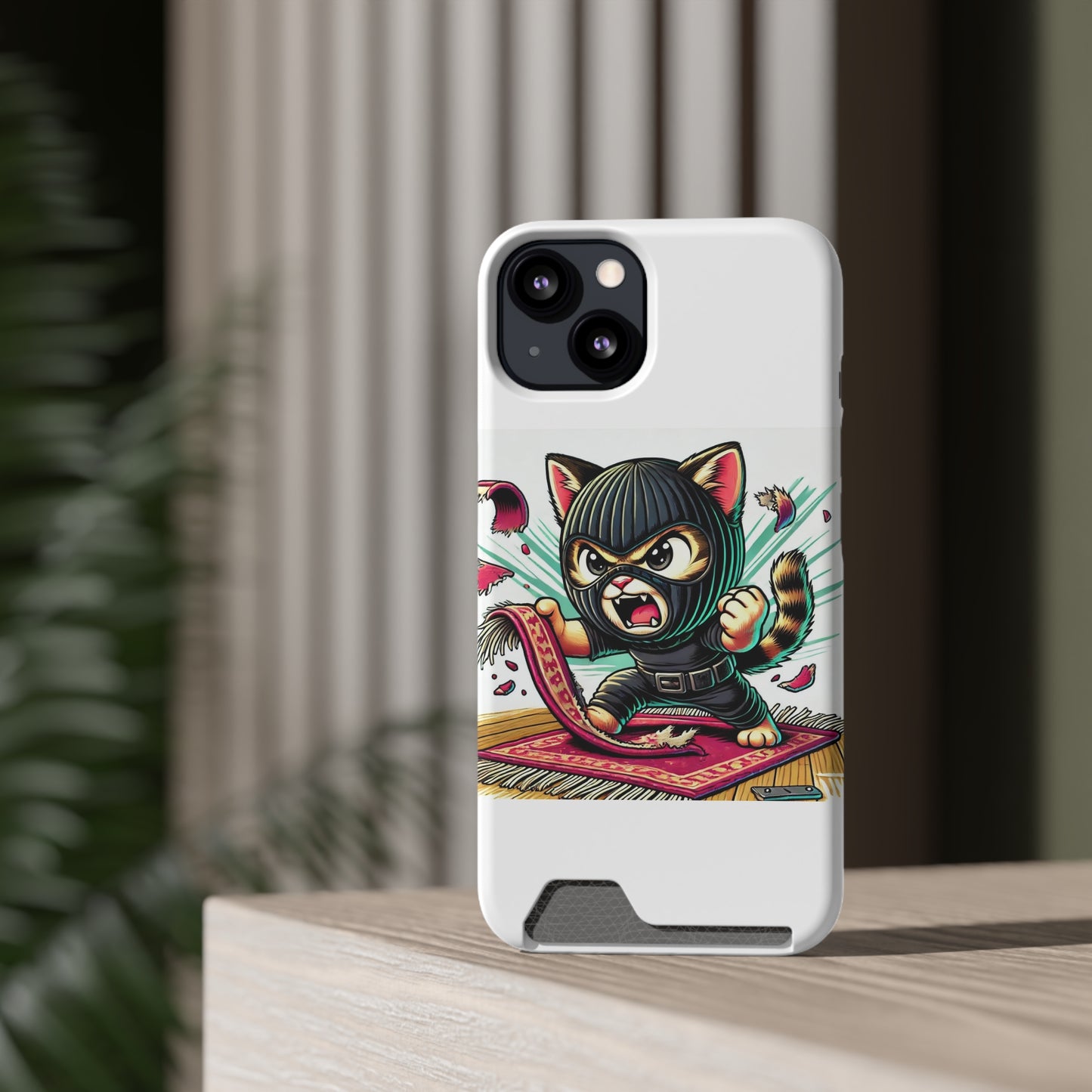 $SKITTEN -- Phone Case With Card Holder --- Shredding rug