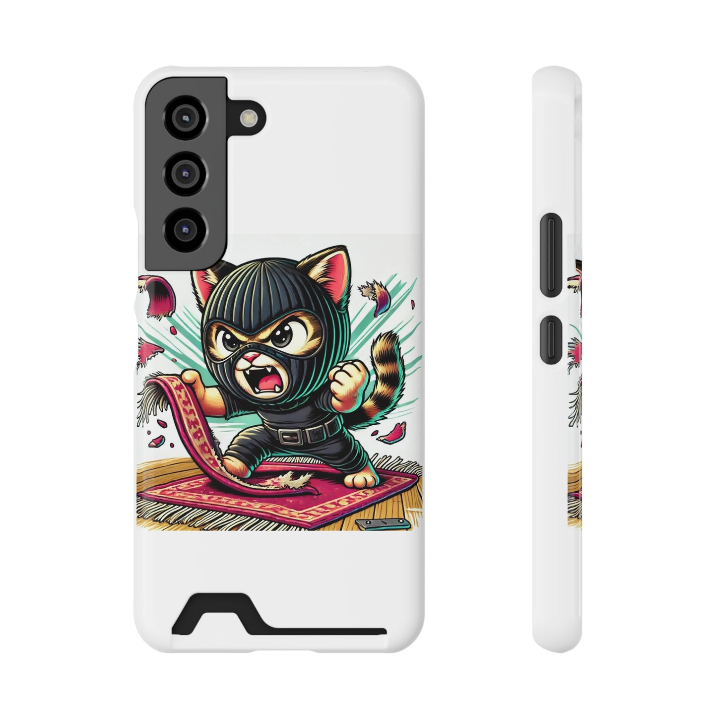 $SKITTEN -- Phone Case With Card Holder --- Shredding rug