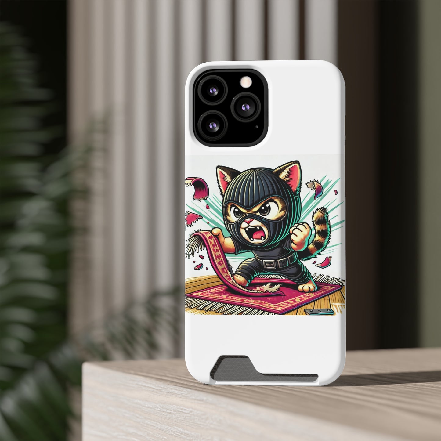 $SKITTEN -- Phone Case With Card Holder --- Shredding rug