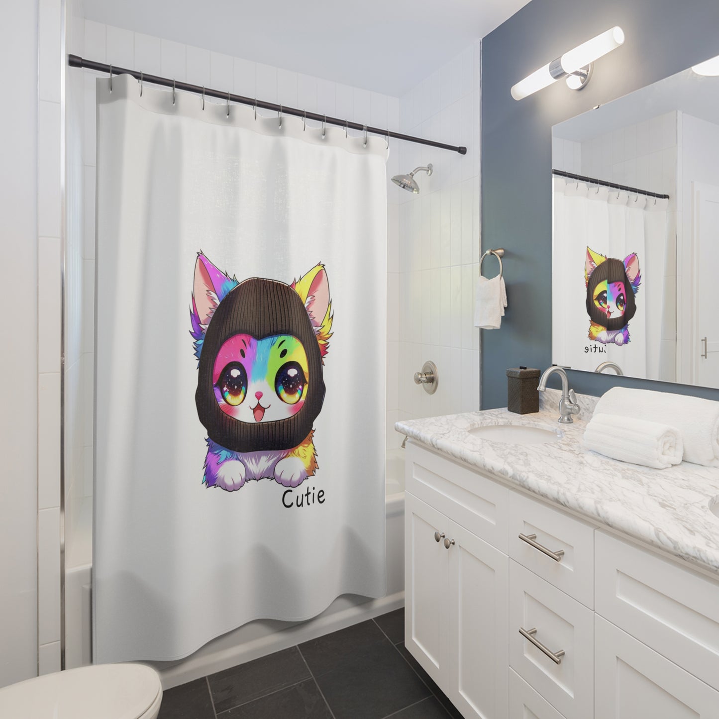 $SKITTEN --- Shower Curtains -- Cutie