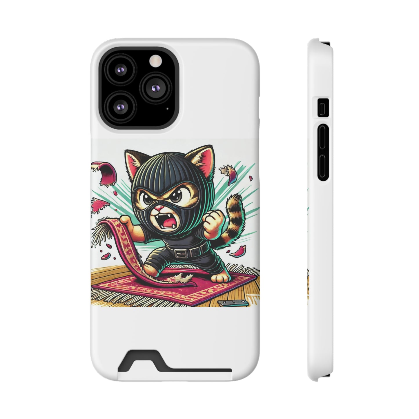 $SKITTEN -- Phone Case With Card Holder --- Shredding rug