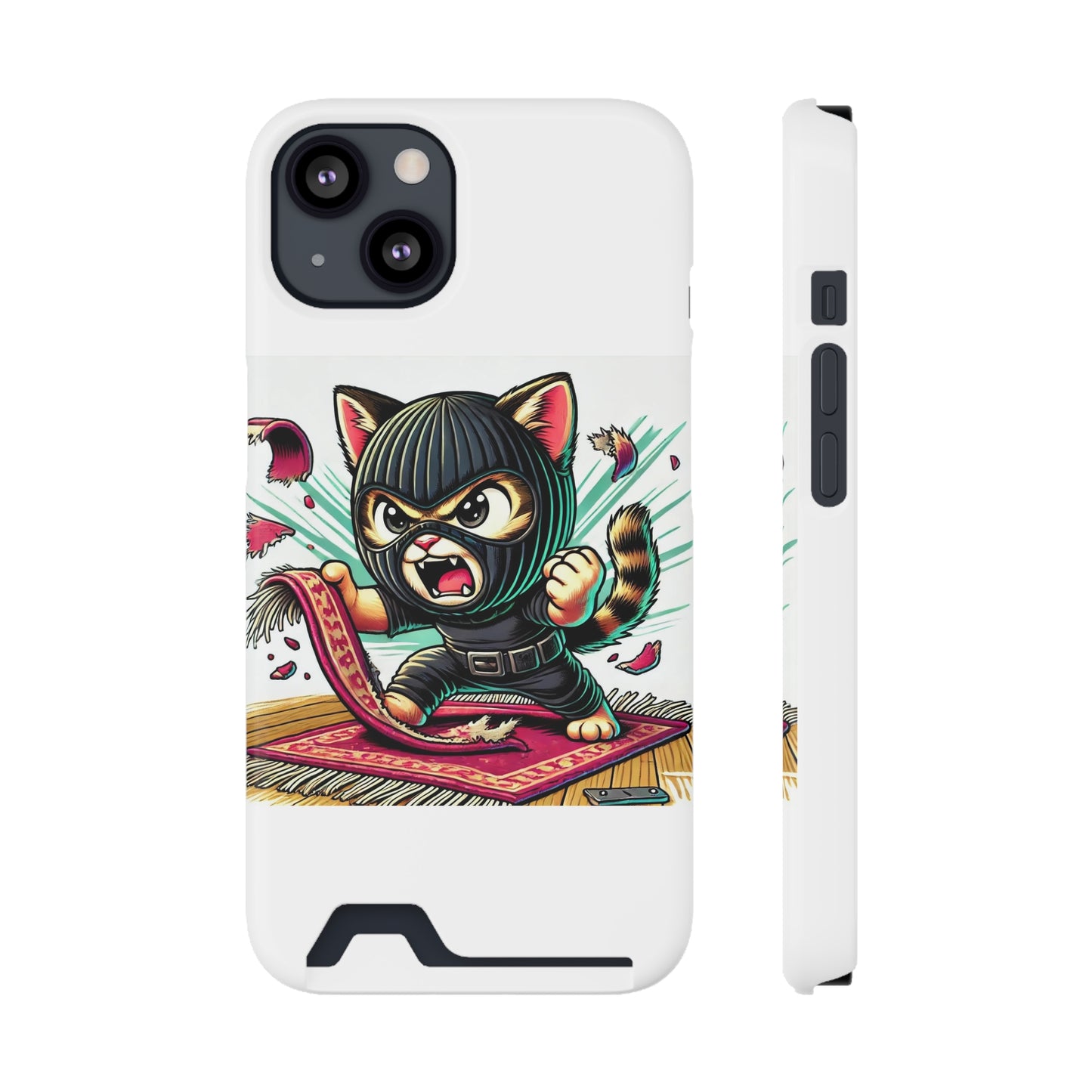 $SKITTEN -- Phone Case With Card Holder --- Shredding rug