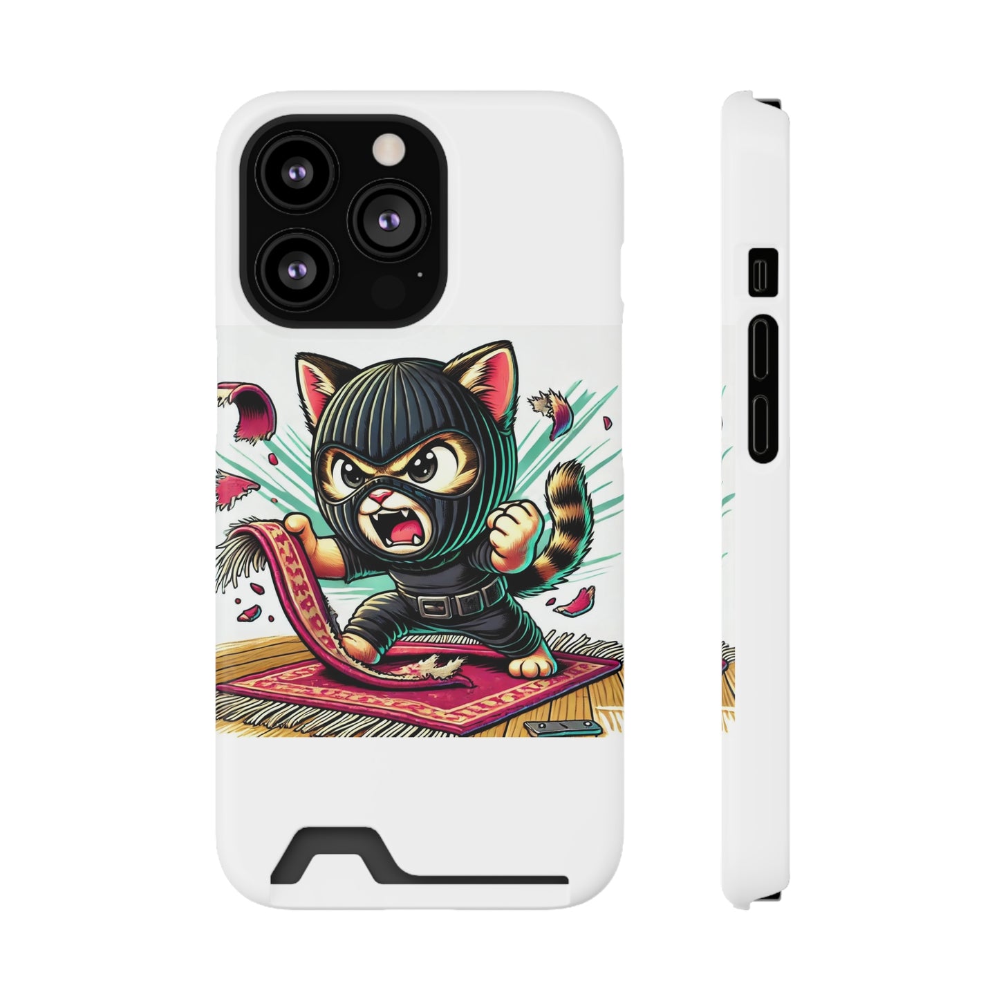 $SKITTEN -- Phone Case With Card Holder --- Shredding rug