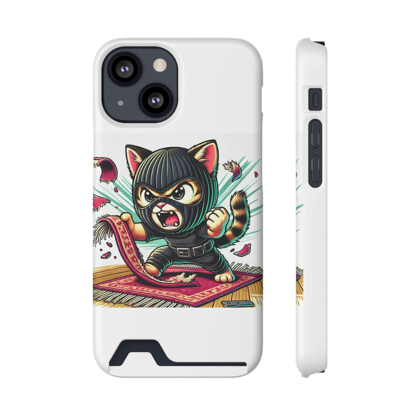 $SKITTEN -- Phone Case With Card Holder --- Shredding rug